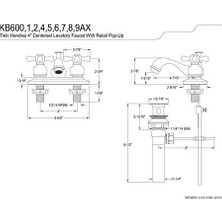KB608AX Restoration Center Set Lavatory Musluk With /abs, 4 – 1/2 Inç, Saten Nikel