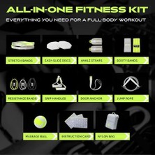 Rage Fitness Ex Kit 9'u 1 Arada Spor Salonu Çantalı - Kolları ile Germe, Ganimet ve Direnç Bantları, Kapı Çapası - Seyahat, Ofis ve Evde Egzersiz Ekipmanları Egzersiz, Yoga ve Fitness Için Ev Spor