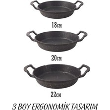 Skygo 3'lü Döküm Sahan Seti, 3'lü Yumurta, Omlet Tavası, 3 Boy Döküm Siyah Granit Sahan Tava (22CM-20CM-18CM)
