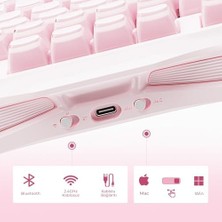 Mercury K1 Rgb Kablosuz Mekanik Gaming Klavye, Alüminyum Çerçeveli, Ingilizce Q, Special Edition, Pembe