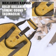 Ağır Hizmet Çantası, Waxed Kanvas, Şömine Odun Çantası, Kamp Için Yakacak Kütük Taşıma Depolama Çantası, Şömine Odun Sobası Aksesuarları - Sarısı