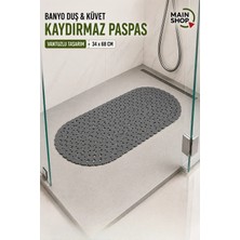 MAİN SHOP Vantuzlu Banyo ve Duş Kaydırmaz Paspası 34 cm x 68 cm Antrasit Renk M-130