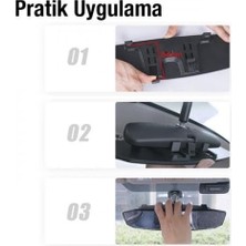 Polham Mobile 30X9 cm Ultra Geniş Araç Içi Geniş Açılı Araç Dikiz Aynası, Kavisli, Genişletilmiş Açılı Ayna