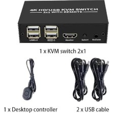 4306 HDMI Kvm Switch 2 Port USB Type C 2 Pc Tek Kasa Klavye Mouse Kontrol Çoklayıcı