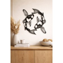 Bel&Co Home Koi Balığı Duvar Dekoru – 3mm Siyah Mdf Lazer Kesim Tablo – 60X48 cm