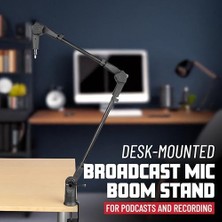 Frameworks Ince Profil Masaüstü Mikrofon Standı Yayınlar, Podcast'ler, Içerik Oluşturma, Canlı Yayın ve Benzer Uygulamalar Için Boom Kolu (GFWMICBCBM0500)