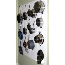 Skygo Control Mutfak Pegboard Organizer Tencere ve Tavalar Pegboard Paketi Saklama ve Organizasyon Kiti Beyaz Pegboard ve Beyaz Aksesuarlarla