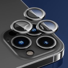 Heartz iphone 15 Pro / 15 Pro Max Siyah Için Kamera Lens Koruyucu Çizilmez Hd Görüntü Bozmaz Metal Temperli Cam