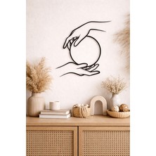 Bel&Co Home Minimalist Eller ve Daire Siyah Mdf Duvar Dekoru – 3mm Lazer Kesim Modern Tablo 40X36 cm