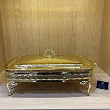 Skygo Queen Anne Altın Kaplama Isıtıcılı Dikdörtgen Yemek Servis 46 x 25 x 19 cm