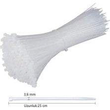 Skygo 3,6X250 mm Plastik Kablo Bağı Beyaz | Naylon 6.6 | 65 mm Sıkma Çapı | 18 kg Mukavemet | 100 Adet