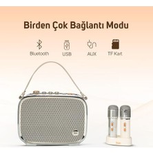 Songbird Ultra 100W Çift Mikrofonlu Karaoke Bluetooth Hoparlör, Taşınabilir Ses Bombası, 8 Saate Varan Çalma Süresi, Kablosuz, Tf/aux/usb/bluetooth5.2, Beyaz