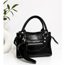 Butik Olea Kadın Rugan El ve Omuz Çantası Askılı Mini Tote Çanta