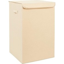 Skygo Ocean Home Textile Bej Balıksırtı Çamaşır Kutusu 36 x 36 x 56 cm