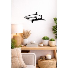 Bel&Co Home Köpek Balığı Duvar Dekoru 40X20 cm Siyah Mdf Lazer Kesim Modern Duvar Süsü Çift Taraflı Bantlı