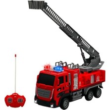 Giffy/oyuncak Uzaktan Kumandalı Itfaiye Şarjlı Işıklı Full Fonksiyon Merdivenli Su Hortumlu Vinçli Model (Kırmızı Merdivenli)