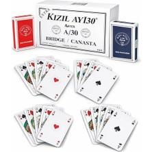 Star Briç Oyun Kağıdı Kızıl Ay A/30 Artex – 2 Deste (Kırmızı & Mavi) Poker Iskambil Kartı, 285 gr Opak Kağıt, Profesyonel Kullanım
