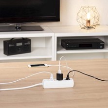 Skygo 3’lü Topraklı Uzatma Prizi, Metre Kablo Beyaz Schuko Fişli Çoklu Priz Ev ve Ofis Kullanımı Için Uygun Dayanıklı Gövde Masa Altı ve Duvar Tipi Elektrik Prizi (5 Metre)