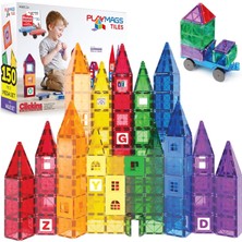 Playmags 150 Parça Manyetik Blok Set | 3D Magnet Yapı Taşları | Çocuklar Için Stem Eğitici Oyuncak | Araba Dahil Yaratıcı ve Uyumlu Yapı Seti