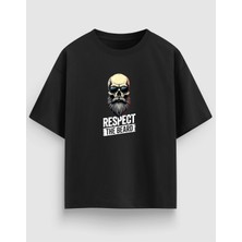 Yolo Street Oversize Unisex Siyah Tişört – Beard Baskı, %100 Pamuk Streetwear Tasarım