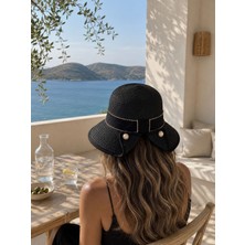 Aydın Şapkacınız Kadın Zarif Tasarım Premium Hasır Şapka 58 cm Uv Korumalı Stil