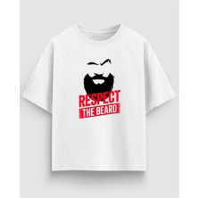 Yolo Street Oversize Unisex Siyah Tişört – Beard Baskı, %100 Pamuk Streetwear Tasarım