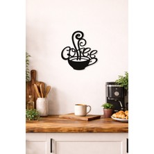 Bel&Co Home Coffee Fincan Tasarımlı Siyah Mdf Duvar Dekoru 28X30 cm | 3 mm Çift Taraflı Bant Dahil