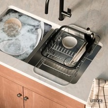 Multi-Use Dish Rack Sinkin Çok Fonksiyonlu Tabak Standı Siyah/nikel, Metal, Büyük