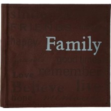 Familie Text Genäht Velourslederimitat Cover Foto Album, Braun