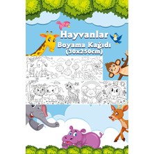 Orman Hayvanları Temalı Dev Boyama Kağıdı 2,5 Metre Rulo Boyama Kağıdı - Çocuk Eğitici Boyama