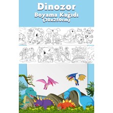 Dinozor Temalı Dev Boyama Kağıdı 2,5 Metre Rulo Boyama Kağıdı - Çocuk Eğitici Boyama