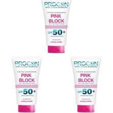 Procsın Pink Block Aydınlatıcı Spf 50+ Güneş Kremi, Leke Karşıtı & Cilt Tonu Eşitleyici, Yoğun Nemlendirici & Cildi Besleyici, 50 ml (3 Paketi)