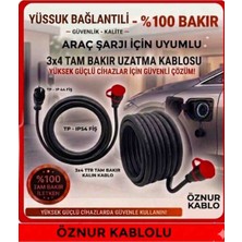DC-ELEKTRO Öznur Kablo Evden Araç Şarjı Uyumlu (3-40 Metre ) (3x4 mm Ttr Tam Bakır) Yağmur Altında Kullanıma Uygun Uzatma Seyyar