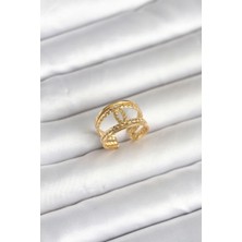 Serelya 316L Çelik Gold Renk Burgu Düğüm Model Kadın Yüzük