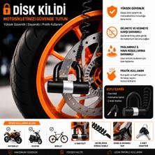 Vi Caro 781MV 12X11 cm Boy 16MM Çapında Motosiklet Disk Kilidi Kelepçeli Çelik U-Bar ve Siyah Hatırlatma Kablosu