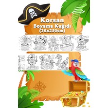 Korsan Temalı Dev Boyama Kağıdı 2,5 Metre Rulo Boyama Kağıdı - Çocuk Eğitici Boyama