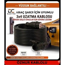 DC-ELEKTRO Öznur Kablolu Ev Tipi Araç Şarjı Uyumlu (3-40 Metre) (3x4 mm Ttr Tam Bakır) Bemis Kauçuk Fişli  Uzatma Seyyar  (Tüm Araçlar Için Uyumlu)