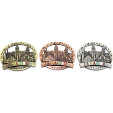 Küçük Hazine Mey Ithalat® Istanbul Temalı Metal Magnet Yuvarlak Tasarım