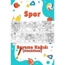 Spor Temalı Dev Boyama Kağıdı 2,5 Metre Rulo Boyama Kağıdı - Çocuk Eğitici Boyama
