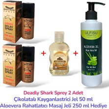 ULFİSU COSMETİCO Ulfisu Cosmetico Deadly Shark 48000 Geçiktırıci Sprey 2 Adet - Çikolatalı Kayganlastiricı Jel ve Rahatlatıcı Aloevera Masaj Jeli Hediye