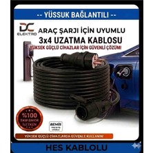 DC-ELEKTRO Hes Kablolu Evde Araç Şarjı Uyumlu (3-40 Metre (3x4 mm Ttr Tam Bakır) Bemis Kauçuk Fişli (IP44) Uzatma Seyyar  (Tüm Araçlar Için Uyumlu)