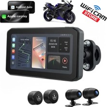 Wificam Çift Kameralı Motosiklet Akıllı Multimedya ve Sürüş Kayıt Cihazı
