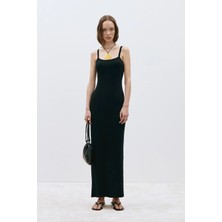 Suud Collection Siyah Rae Askılı Basic Elbise