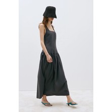Suud Collection Füme Josie Çapraz Askılı Keten Elbise
