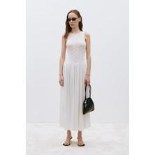 Suud Collection Ekru Lacy Dantelli Maxi Elbise