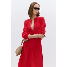 Suud Collection Kırmızı Dore Nikel Aksesuarlı Elbise