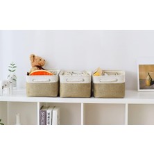Thewarmhome Düzenleme Için Saklama Sepeti - 35,5 x 25,4 x 17,78 cm Orta 3'lü Paket Kolları Raflar Için Katlanabilir Saklama Kutusu, Organizatör Küpleri Için Canves Saklama Kutusu Bez Hediye Oyuncak
