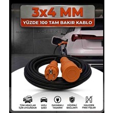 DC-ELEKTRO Hes Kablo Evde Araç Şarjı Uyumlu (3-40 Metre) (3x4 mm Ttr Tam Bakır) Halojen Free Fişli Uzatma Seyyar