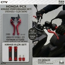 Honda Pcx Uyumlu Kırmızı Set- Cnc Ayarlanabilir Fren Maneti + Alüminyum Elcik ve Gidon Topuzu Takımı - R&n Store "2012-2024 Arası Tüm Kasalar ve 2025 Sonrası Standart (Kampana) Paket Uyumlu"