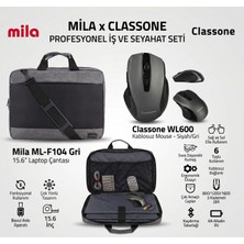 Mila 15,6" F104 Notebook Çantası Gri-Siyah + Classone WL600 Kablosuz Mouse Gri-Siyah